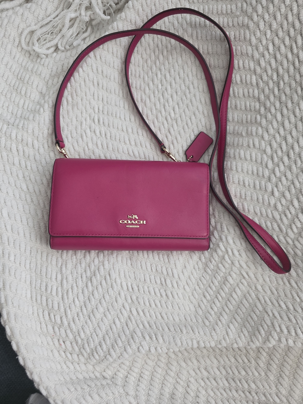 Coach Pink Leather Crossbody Wallet